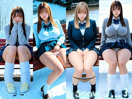 【無料で読める？】Snow J…3， 〜雪のベンチで魅せるパンチラショット集〜｜d_718494