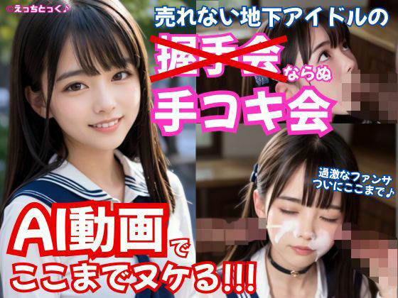 【無料で読める？】【AI動画】売れない地下アイドルの握手会ならぬ「手コキ会」！？過激ファンサービスに早漏のキモオタファンが耐えられず、まさかのお顔ザーメンまみれ｜d_702274