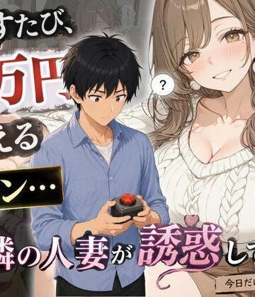 【無料で読める？】押すたび1万円消えるボタン…その度に隣の人妻がエロく体を擦りつけて誘惑してくる｜d_790292